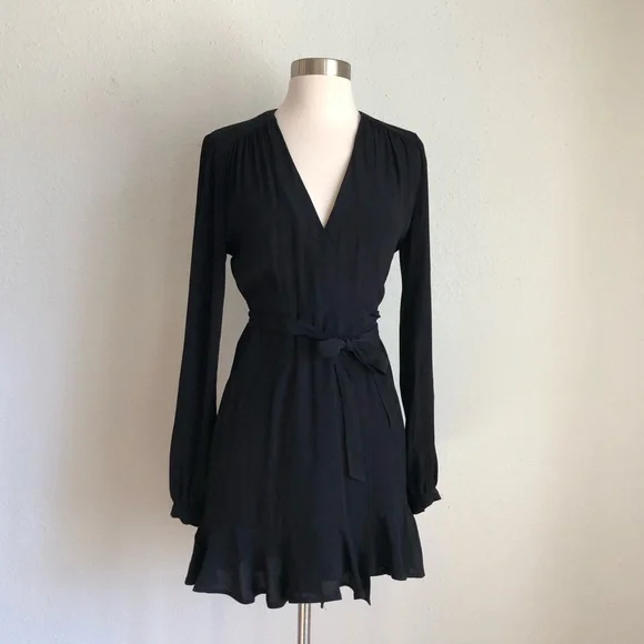 Privacy Please Perry Black Mini Ruffle Wrap Dress - Picture 3 of 8